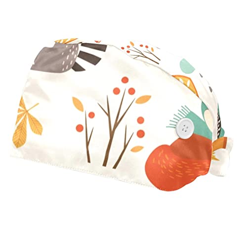 Couvre-chef unisexe motif renard et &eacute;cureuils pour la cuisine