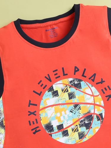 Image of Bumchums Boys Sleeveless Round Neck T-Shirt and Pant Set for Boys, Casual Clothing Set, Trendy and Cute, Graphic