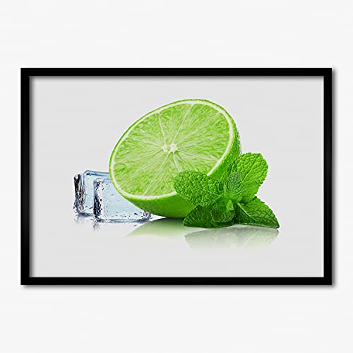 Peinture photo affiche 70x50 Tulup cadre de décoration murale en bois MDF design citron vert