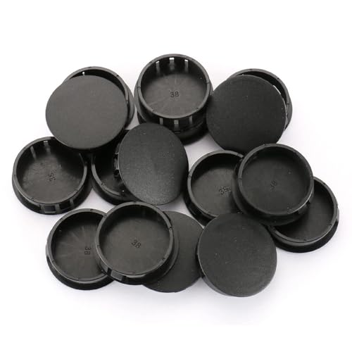 Image of Baomain 100-Pack Plastic Hole Plugs Black 1-1 /2 inch (38mm) Locking Hole Plugs HP-38 Snap-in Panel Covers for Furniture, Cabinets & Automotive