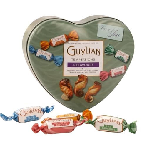 Image of Katsy Style Temptations Truffle Heart Tin 126g | Valentine’s Day Chocolate Gift | Box With 4 Assorted Flavours Praline Salted Caramel |Biscuit & Milk
