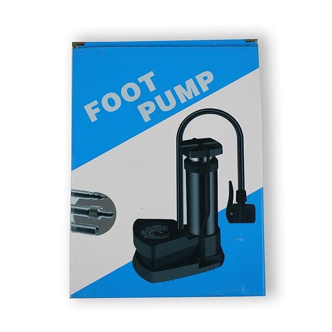 SQUADO Pompa Bicicletta Portatile con Manometro – Mini Pompa da Pavimento a Pedale per Bici MTB City Bike – Pompa Aria per Pallone Calcio Basket