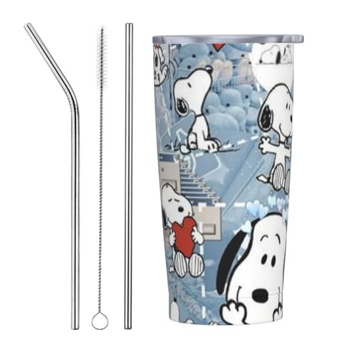 スヌーピー アニメ ストロー&ストローブラシ付き マグカップ コーヒーカップ 600ml コンビニカップ タンブラー ステンレス製 保冷 保温 車用 蓋付き 持ち運び 水筒 大容量 直飲み キャラクター 人気 プレゼント