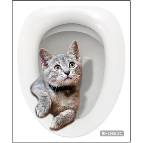 BWESOO Cute Cat Toilet Lid Decal Cover