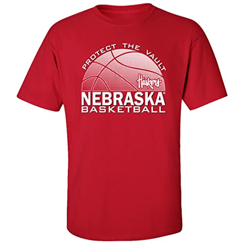 CornBorn Nebraska Mens Basketball Logo T-Shirt Red Large