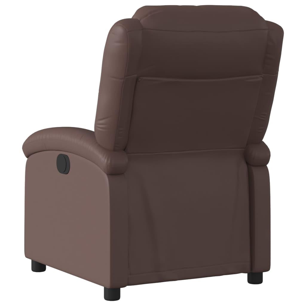 Elektryczny fotel relaksacyjny, brązowy, sztuczna skóra, z funkcją leżenia, regulowany, ergonomiczny, z podłokietnikami i kieszenią boczną, do salonu, biura i kącika do czytania, stabilna
