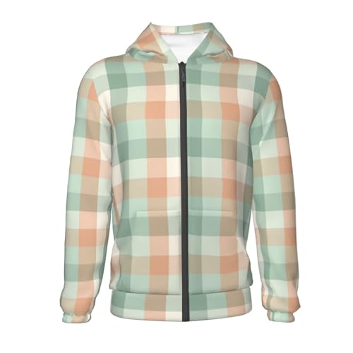 Square Picnic Plaid Kids Pullover Hoodies Boys Zip Up Sweatshirts Girls Athletic Clothes with Pocket2