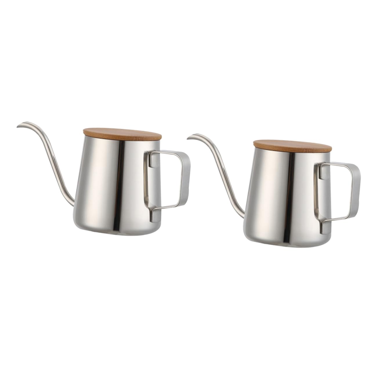 PRETYZOOM 2pcs Coffee Kettle Stainless Steel Fine Mouth Pot with Wood Lid Handheld Drip Coffee Container for Home and Shop Use Ergonomic Design for Safe Pouring