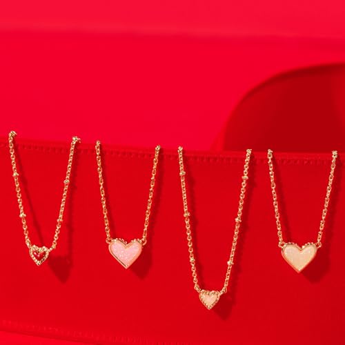 Kendra Scott Mini Ari Heart Satellite Necklace, 14k Gold Plated Brass, Quartz, Fashion Jewelry for Women