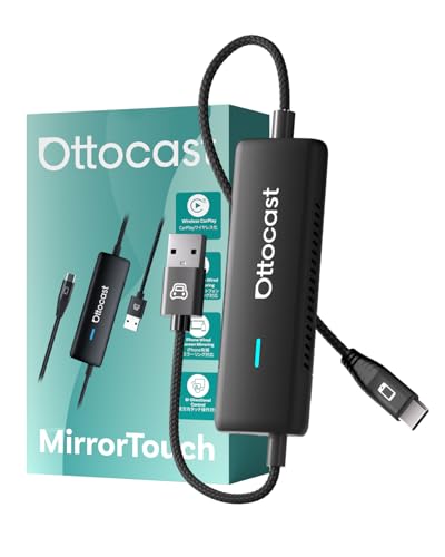OTTOCAST Mirror Touch with Wireless Carplay Adapter Mirror & Watch Any APP on The Car Screen such as YouTube Netflix Tiktok Disney+ etc Control phone on car screen for car has factory-wired CarPlay