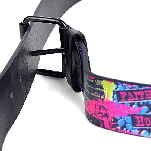 boxed-gifts Men's Graphic Buckle Belts - Black with Printed Graphic Faux Leather Belts for Men2