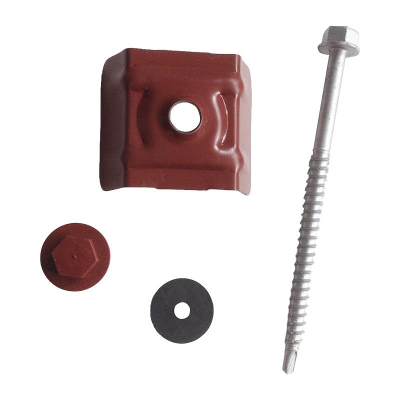 Kit de 50 fixations pour bac acier 1045 (vis L 100 x diam 6 mm) Rouge 8012