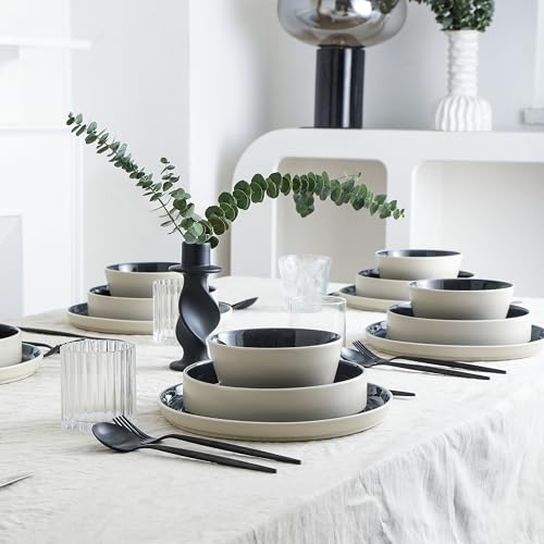 Stone-Lain-Elica-12-Piece-Modern-Dinnerware-Set-Plates-and-Bowl-Set-Dish-Set-for-4-Black-and-Beige