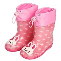 ENEN Rain Boots for Kids Girls and Boy, Rain Boots Toddler 1-9yrs Unisex Children Wellies Waterproof Non-Slip Rubber Gripped Sole for Spring Summer, School, Outdoors (3060 Rabbit,13)
