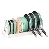Pantasia Pots and Pans Organizer for under Cabinet, Expandable Pan Pot Organizers inside Cabinet, Heavy Duty Pot Rack for kitchen organizers and storage Holder with 10 adjustable compartment White