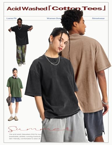 Arssm Women's Oversized T-Shirts Cotton Acid Wash Boyfriend Tee Shirt Loose Fit Vintage T-Shirts - Image 7