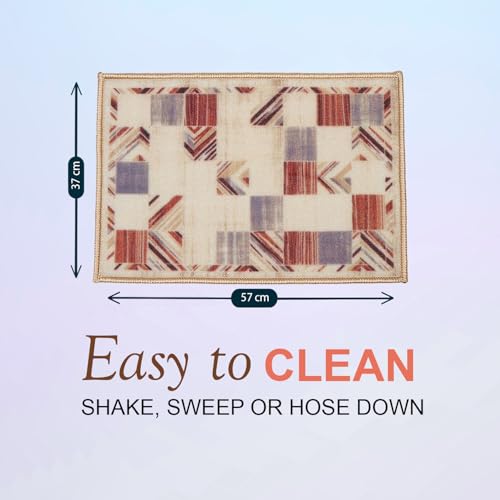 Image of HUES & SHADES Coir Door Mat for Outdoor Entrance - [37 x 57 cm] | Natural Coconut Fiber Brush Mat for Shoes Cleaning, Heavy Duty Non-Slip Doormat for Porch, Patio, Entryway (Terracotta Patchwork)