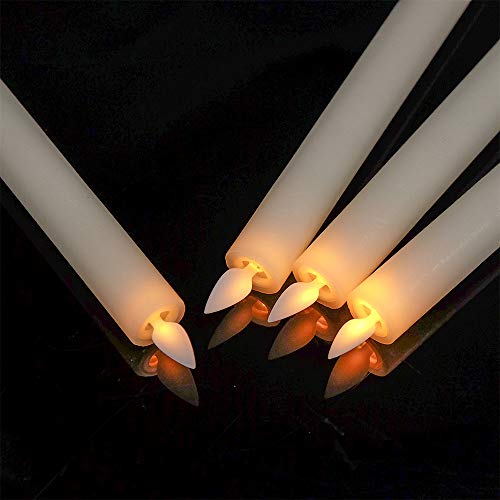 Image of Eldnacele Flameless Taper Candles with Remote Timer, Moving Wick LED Window Candles Battery Operated Real Wax Candlesticks for Christmas Dinner Party Home Decoration 4 Pack(Ivory)