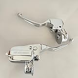 FEVER75 Chrome Hydraulic Clutch Brake Master Cylinder Lever Harley 14-16 Control Kit CNC,Silver