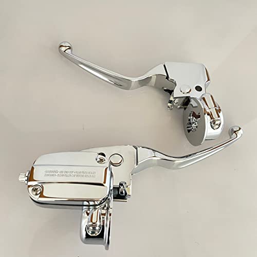 Fever75 Chrome Hydraulic Clutch Brake Master Cylinder Lever Harley 14-16 Control Kit Cnc,Silver #TOP6