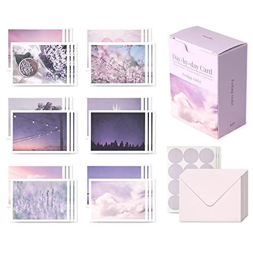 Carte jour par jour Monolike Feeling violet assortiment papeterie avec enveloppe et sticker