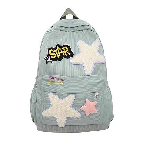 LELEBEAR Y2k Backpack for Women, Kawaii Star Backpack Aesthetic Backpack Casual Daypack for Hiking Travel (Green)