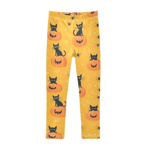 Cat Pumpkin Girls Leggings,Workout Leggings for Girls Toddler Athletic Legging Size for 3-10T