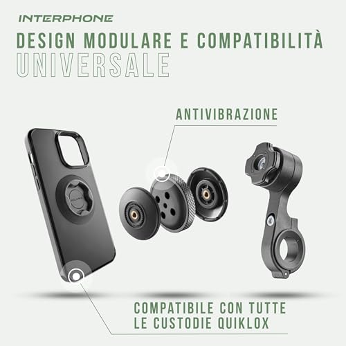 Interphone Quiklox Porta Telefono Bici Da Manubrio, Supporto Cellulare Bici Da Corsa E Mountain Bike Compatibile Con Manubri Da 22 Mm A 31,8 Mm, Porta Smartphone Per Un Aggancio E Sgancio Rapido - 6