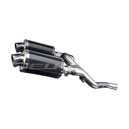 Delkevic Aftermarket Slip On compatible with Honda VFR800 V-Tec 9” Carbon Fiber Oval Muffler Exhaust 02-09