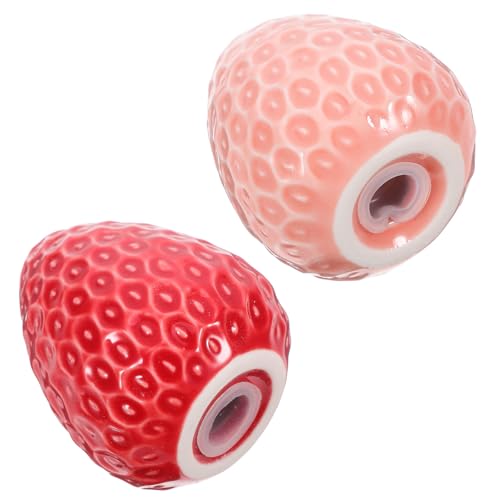 FELTECHELECTR Salero y Pimentero de Cerámica Diseño de Fresa Juego de 2 Unidades Botella de Condimento y Pimienta Tapa Hermética Frascos para Especias de Cocina Decorativos y Prácticos para