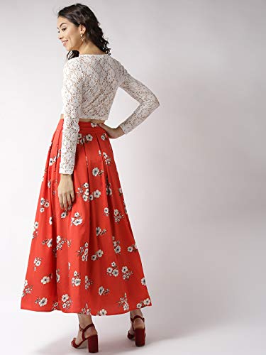 Image of Sera Women's Red Polyester Fit and Flare Two pc Dress Set