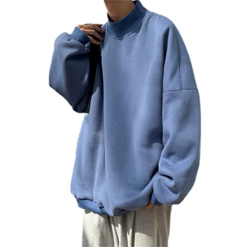 Sweat à capuche homme col montant velours bleu grande taille XXXL chaud