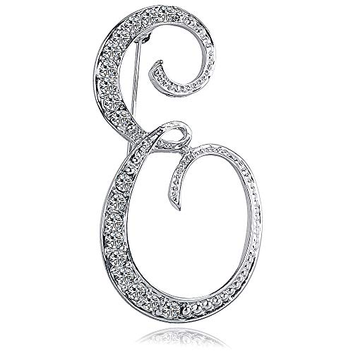 Ethoon Letter Brooch Pins Initial Rhinestone Brooch For Women Crafts Silvery E #TOP4