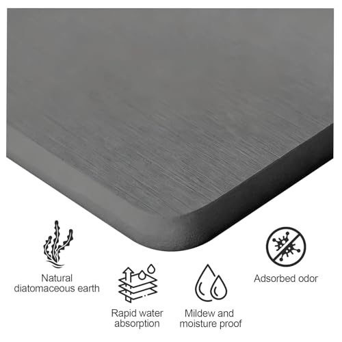 2 Pcs Diatomaceous Earth Water Absorbent Stone Mat, Fast Drying Soap Dish Tray with Anti-Slip Feet Multi-Use Absorbing Coasters for Sink Sponge & Plant Holder Instant Dry Organizer for Bathroom (Gray) - Image 6