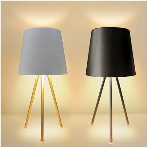 YWYWLED Cordless Rechargeable Table Lamp - LED Dimmable Bedside Lamp for Night Stands, Rechargeable Metal Small Table Lamp for Home Bedroom Decor (Beige and Black, 2 PCS) Cover