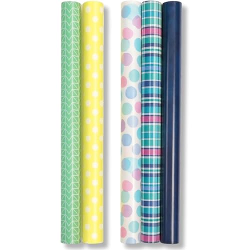 PARENCE - Lot de 5 Rouleaux papiers cadeaux - 2M X 70 CM - Grande Largeur – Motif Aléatoire Surprise – Papier Emballage Résistant pour Cadeaux Noël