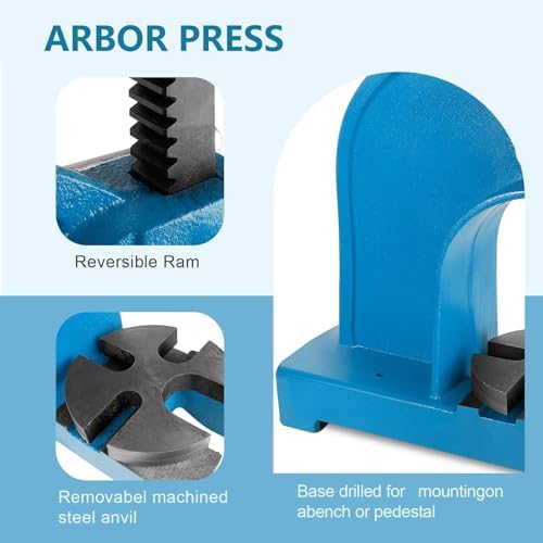 Heavy-Duty Manual Arbor Press -Ideal for Metal Punching, Rivet Pressing, Benchtop Stamping, Bending & Leather Working Tool