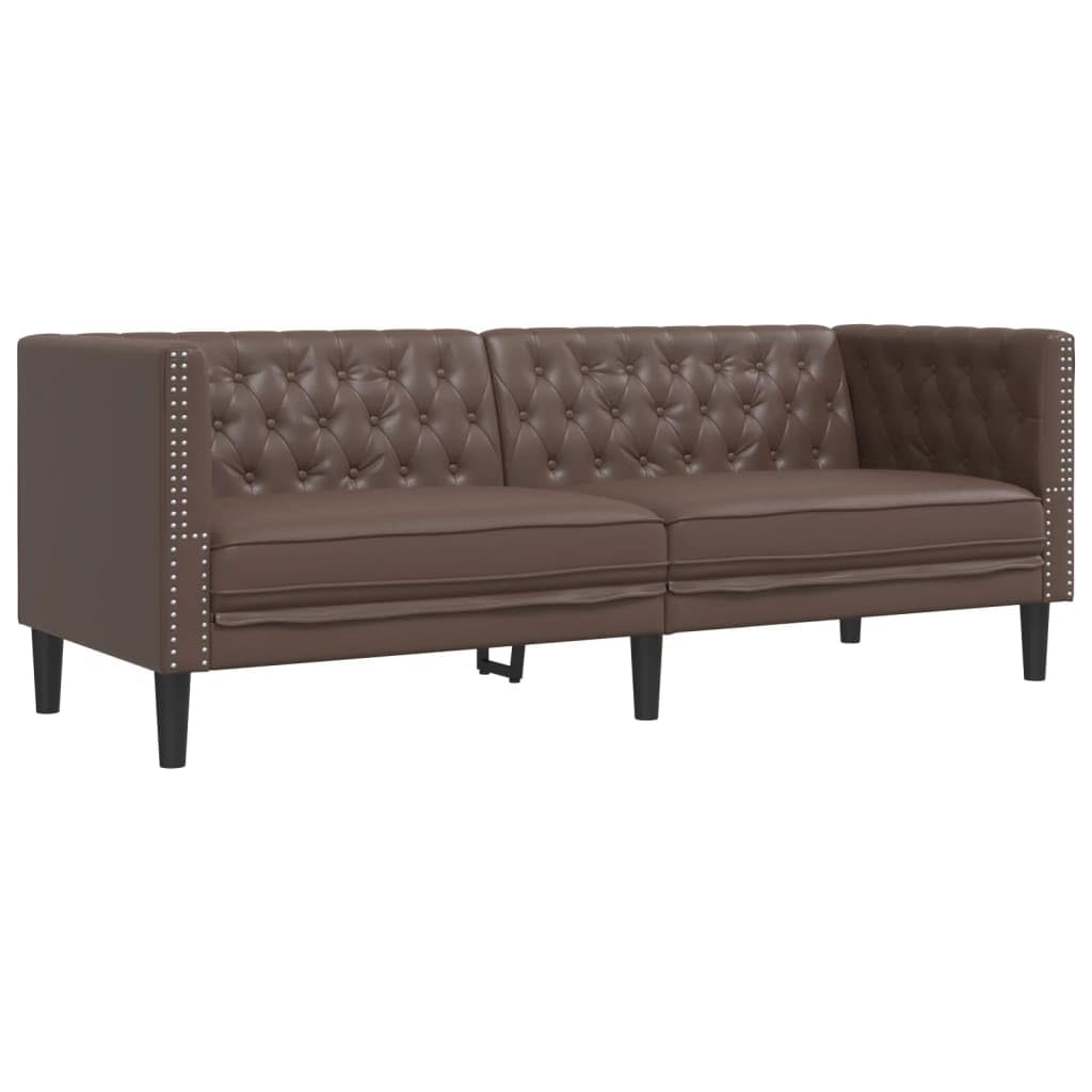 Canapé Chesterfield 3 places marron simili cuir