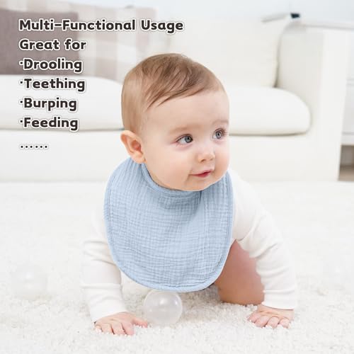 Image of Susurration Muslin Baby Drool Bibs 10Pack Soft Square Adjustable Bandana Bibs for Unisex Baby Girls & Boys