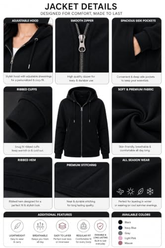 Image of ADBUCKS Women's Cotton Winter Jacket Sweatshirts Casual Drawstring Clothes Zip Up Hoodie With Front Pocket Ii Womens Hoodies Ii Womens Jacket Ii Winter Sweater Hoodie For Women & Girls