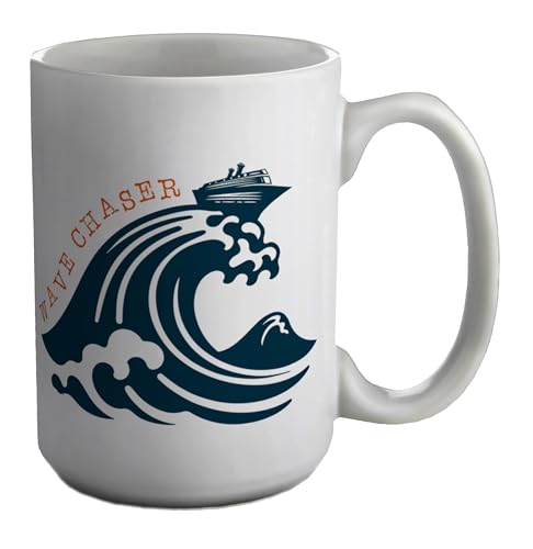 Shopagift Wave Chaser Mug Cruise Ship Holidays Vacations White 15oz Large Ceramic Cup