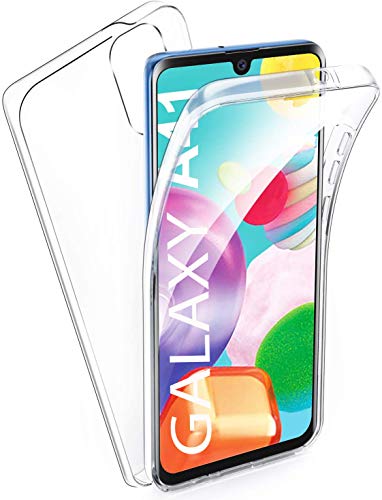 Galaxy A41 Front and Back Case, Galaxy A41 Case, Crystal Clear Transparent [ Flexible Fitting ] Slim Shockproof 360° Front and Back Full Body TPU PC Gel Case Cover For Samsung Galaxy A41 (Clear)