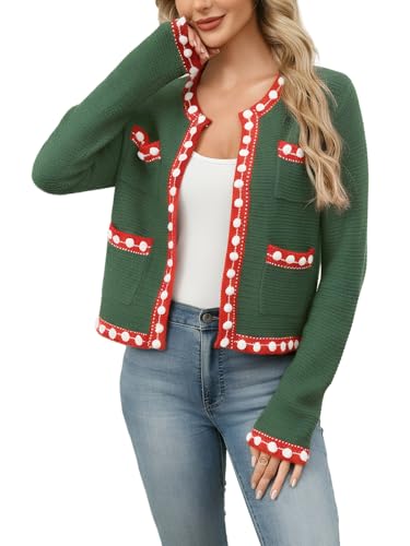 トップス ladylike knit cardigan Cropped Cardigan for Women Open Front Jackie O Sweater