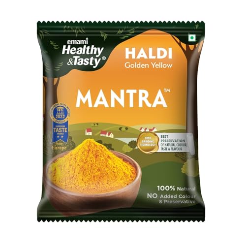 Image of Emami Healthy & Tasty Mantra Haldi (Turmeric) Powder (500 grams) | 100% Natural | Ground Using Cryo Grinding Technology | Retains Maximum Essential Oils |No Added Colour and Preservatives