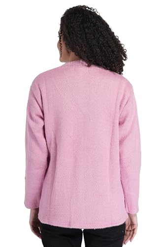 MANRA Women's Woolen V-Neck Buttoned Full Sleeve Cardigan Self Design Soft Wool Fabric Winter Wear Pure Wool Sweater Fully Warm with Front Pockets Stylish Cardigan