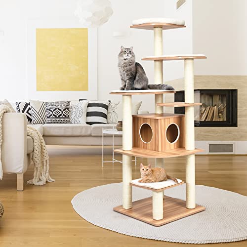 Árbol para Gatos Alto de Madera con Rascadores y Plataformas miniatura 7