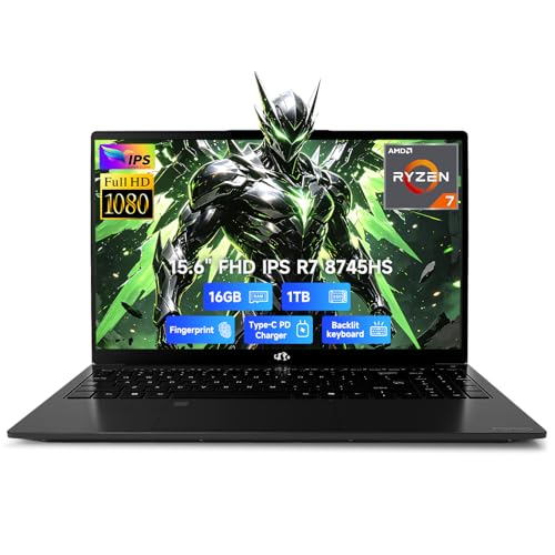 Image of NIMO 15.6 inch AI-Ready Light Gaming Laptop, AMD Ryzen 7 8745HS Radeon 780M Graphics, 16GB DDR5 512GB SSD, FHD, USB4, 100W USB-C PD for Creative Projects, College Creators & AI Work, 2-Yr Warranty