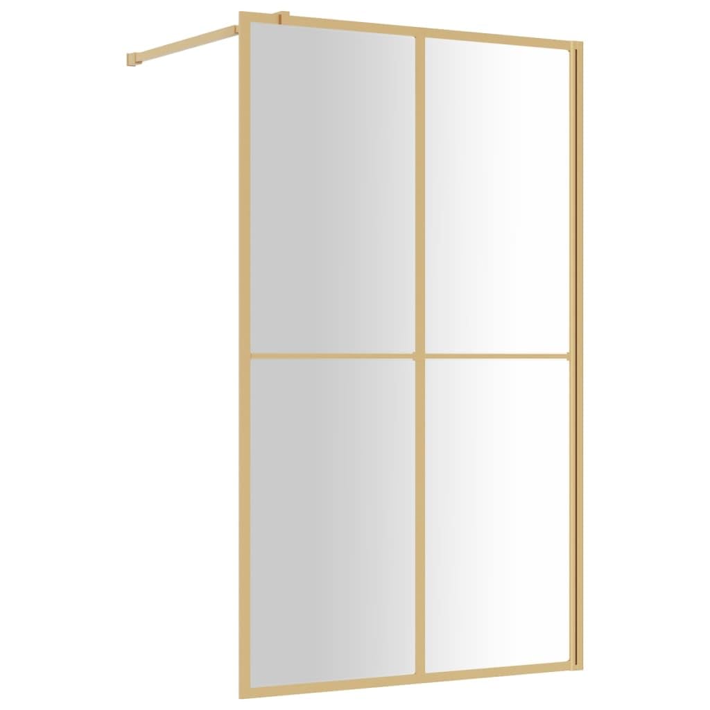 vidaXL Mampara Puerta de Ducha, Pantalla Ajustable con Esquinas de Seguridad, Cubículo Accesible, Partición de Baño, Vidrio Transparente ESG Dorado