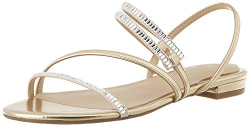 Guess Ravena2/sandalo (Sandal)/Leath, Sandalias Planas para Mujer, Oro, 38 EU