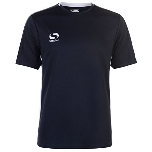 Image of Sondico Mens Fund Polyester Football Top Short Sleeve Sport Training T Shirt Tee Navy/White XXXL